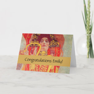 Tarjeta Pintura de mujer roja con serpiente de oro de Gust