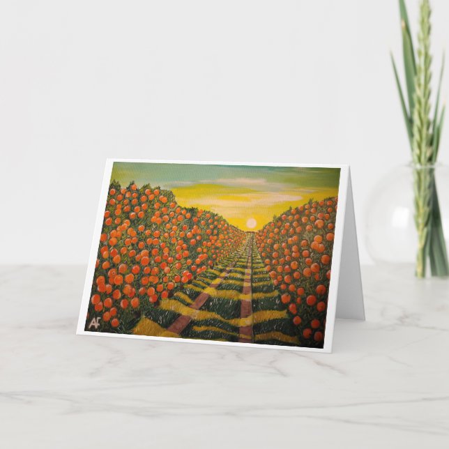 Tarjeta Pintura de Naranjas de Valencia por Alfred Fox (Anverso)