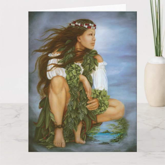 Tarjeta "Pintura de No'ono'o de ka" por Lorri Higgins. (Anverso)