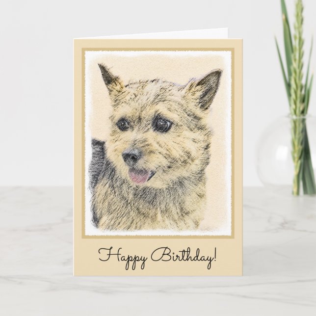 Tarjeta Pintura de Norwich Terrier - Arte de Perro Origina (Anverso)