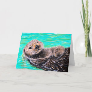 Tarjeta Pintura de nutria marina esponjosa