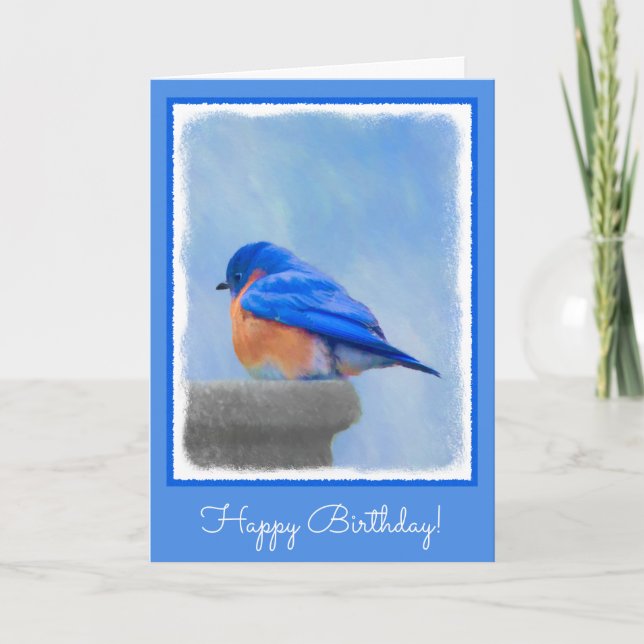 Tarjeta Pintura de pájaro azul - Arte original de aves (Anverso)