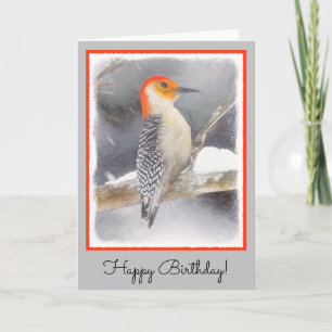 Tarjeta Pintura de pájaro de madera roja