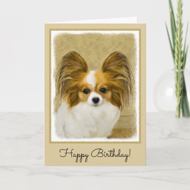 Tarjeta Pintura de Papillon (Hound Tri) - Arte original de (Anverso)