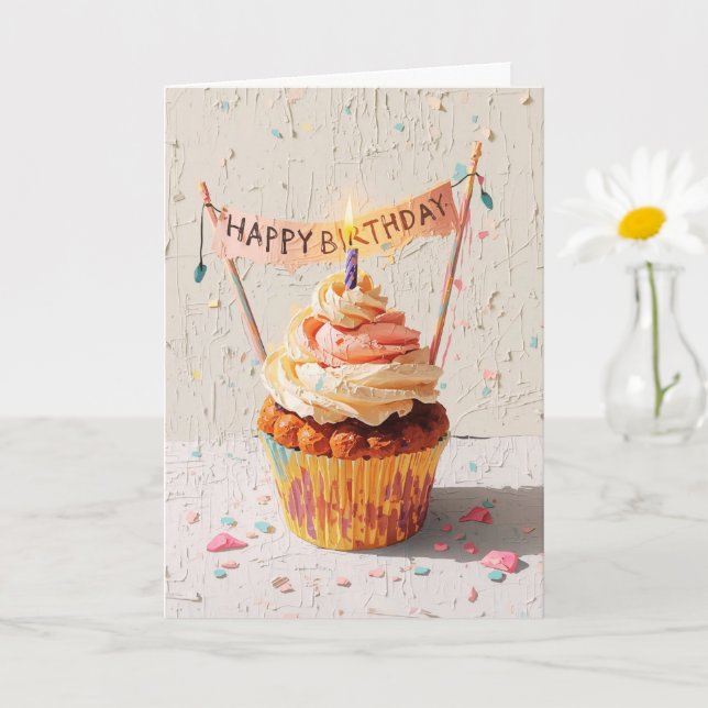 Tarjeta Pintura de pastel de cumpleaños  (Planta pequeña)