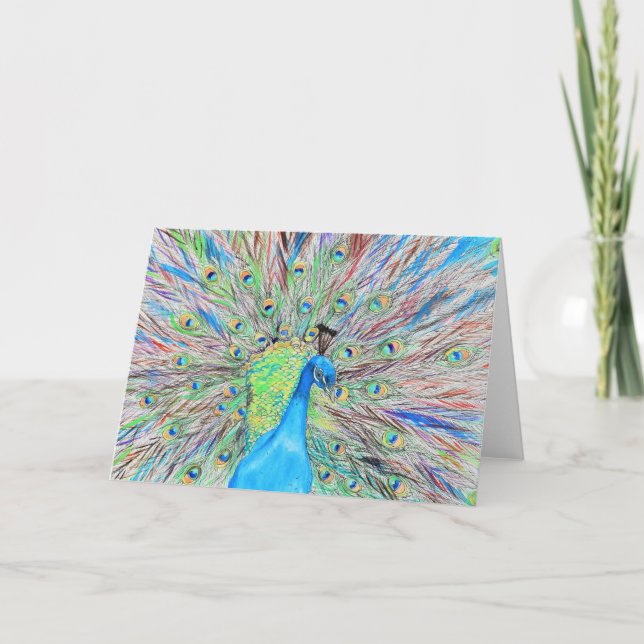 Tarjeta Pintura de pavo real acuático (Anverso)