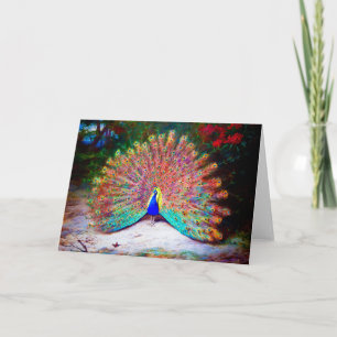 Tarjeta Pintura de pavo real vintage