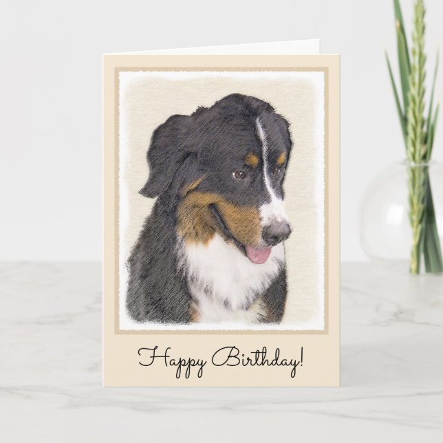 Tarjeta Pintura de perro de montaña de Bernese - Arte de p (Anverso)