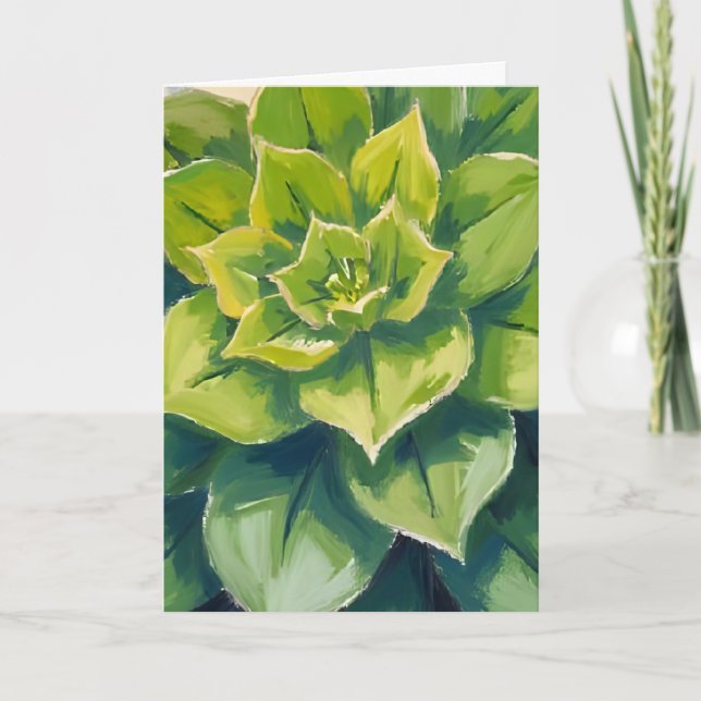 Tarjeta Pintura de planta suculenta verde (Anverso)