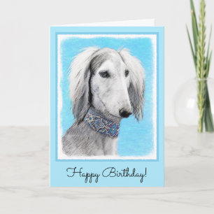 Tarjeta Pintura (de plata) de Saluki - arte original lindo