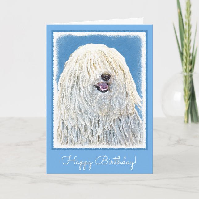Tarjeta Pintura de Puli - arte original lindo del perro (Anverso)