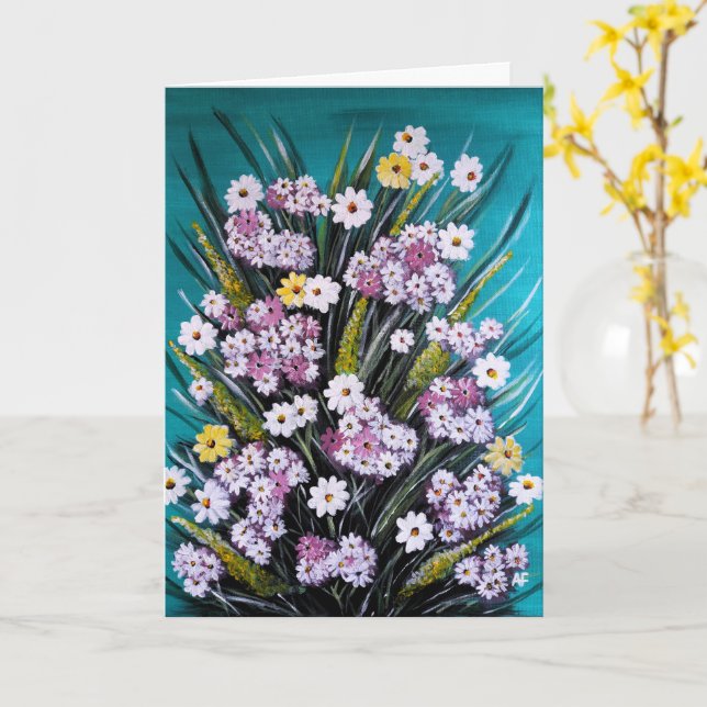 Tarjeta Pintura de Ramo de Primavera de Alfred Fox (flor amarilla)
