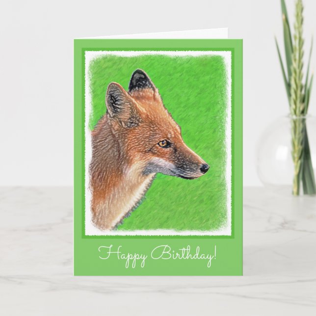 Tarjeta Pintura de Red Fox - Arte de vida salvaje original (Anverso)