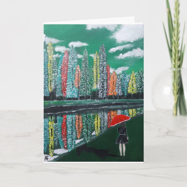 Tarjeta Pintura de reflexión otoñal de Alfred Fox (Anverso)