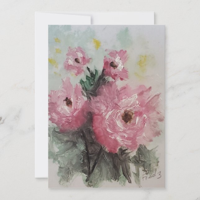 Tarjeta Pintura de rosas rosadas (Anverso)