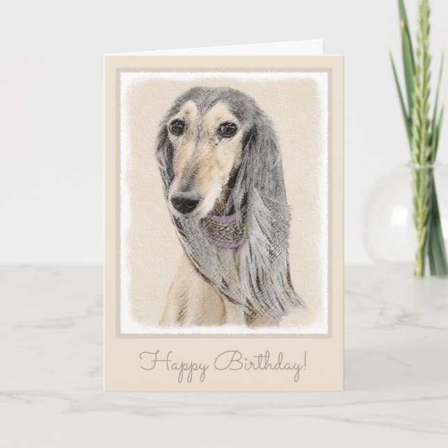 Tarjeta Pintura de Saluki (cervatillo) - arte original (Anverso)