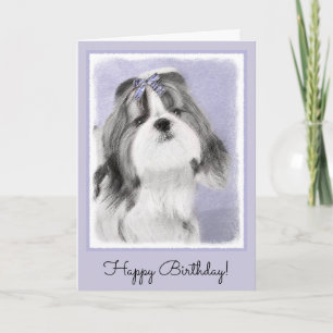 Tarjeta Pintura de Shih Tzu - arte original lindo del