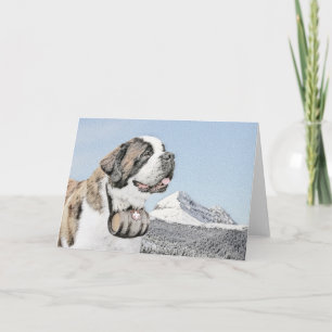 Tarjeta Pintura de St Bernard - arte original lindo del