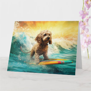 Tarjeta Pintura de surf en la playa de Cockapoo