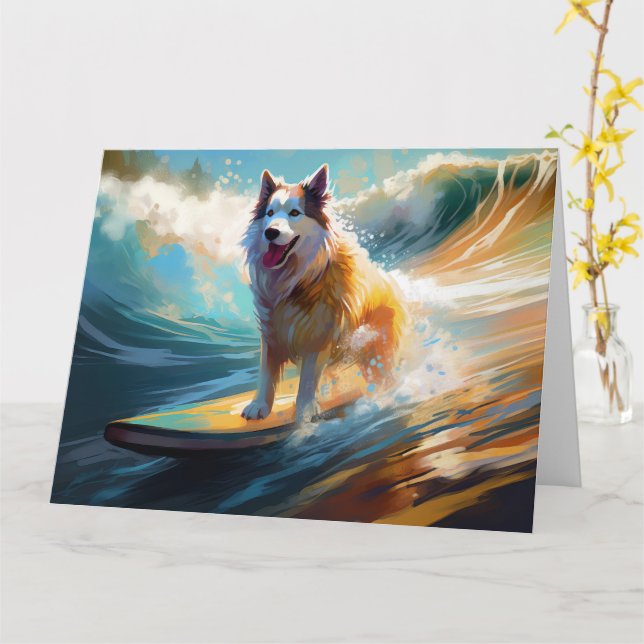 Tarjeta Pintura de surf en la playa de Malamute en Alaska (flor amarilla)