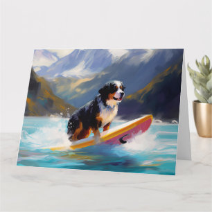 Tarjeta Pintura de surf en la playa de montaña de Bernese