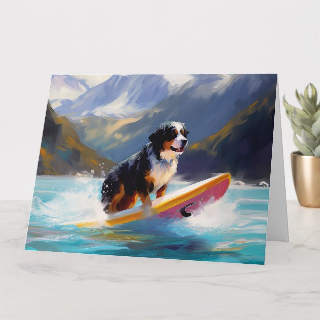 Tarjeta Pintura de surf en la playa de montaña de Bernese (Planta pequeña)