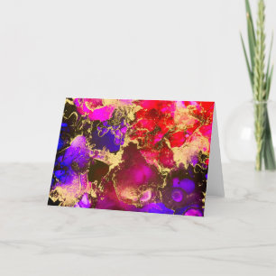 Tarjeta Pintura de tintas de magenta y morado silvestres