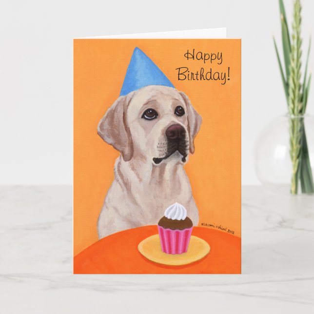 Tarjeta Pintura de torta de cumpleaños de labrador amarill (Anverso)
