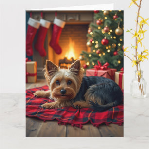 Tarjeta Pintura de una noche de Navidad acogedora con York