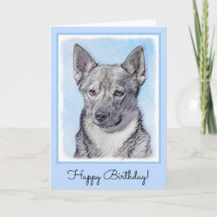 Tarjeta Pintura de Vallhund Sueca - Arte Perro Original Cu