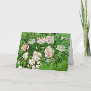 Tarjeta Pintura de Vincent van Gogh, rosas aún rosadas de
