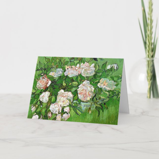 Tarjeta Pintura de Vincent van Gogh, rosas aún rosadas de  (Anverso)