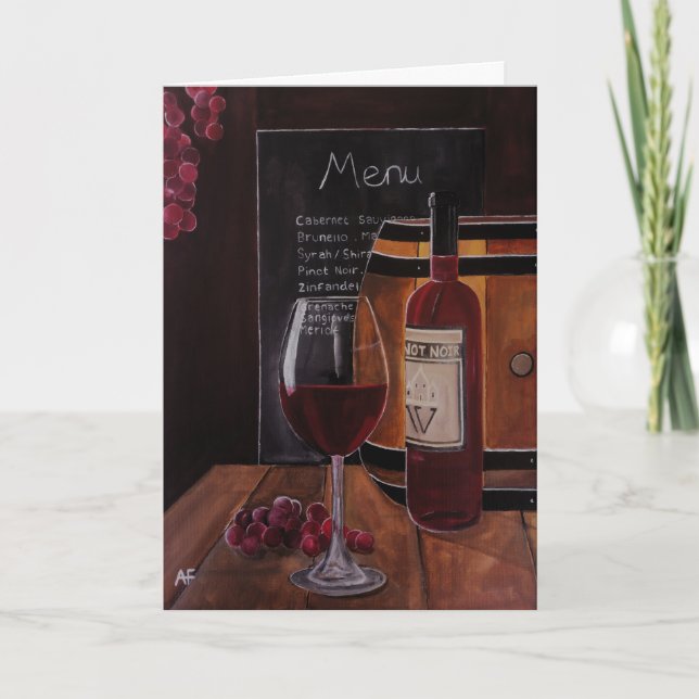 Tarjeta Pintura de Vino Tinto de Alfred Fox (Anverso)