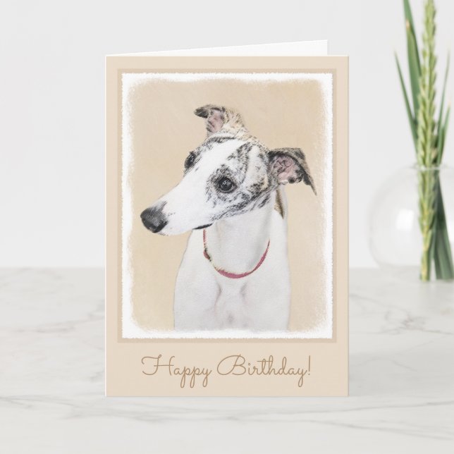 Tarjeta Pintura de Whippet - arte original lindo del perro (Anverso)