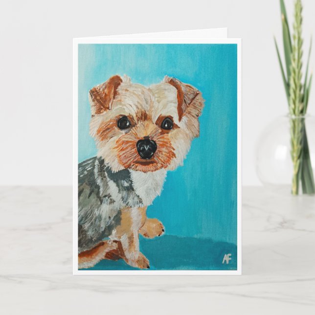 Tarjeta Pintura de Yorkshire Terrier de Alfred Fox (Anverso)