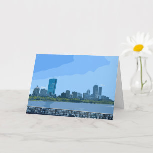 Tarjeta Pintura del horizonte de Boston río Charles