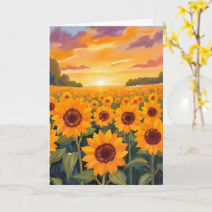 Tarjeta Pintura del paisaje del atardecer en el campo de g