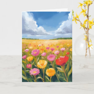 Tarjeta Pintura del paisaje del campo de flores