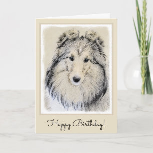 Tarjeta Pintura del perro pastor de Shetland - arte