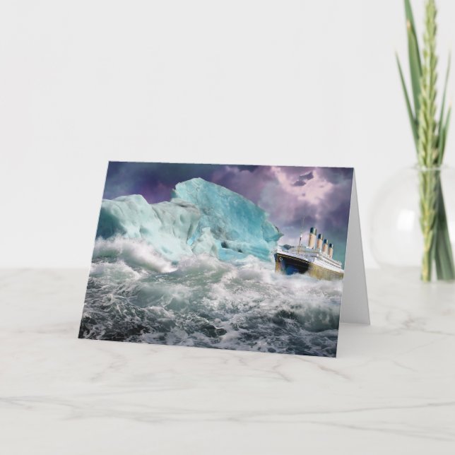 Tarjeta Pintura del RMS Titanic y el iceberg (Anverso)