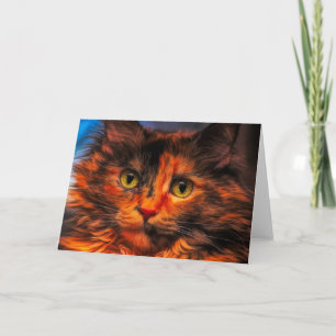 Tarjeta Pintura digital de aceite para gato de tortoiseshe