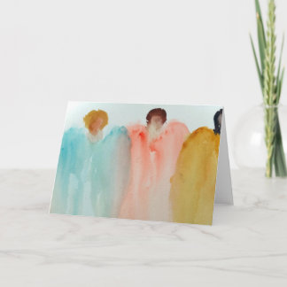 Tarjeta Pintura en acuarela de 3 ángeles, figuras o mujere
