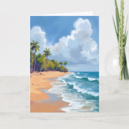Tarjeta Pintura en Acuarela de la Costa del Océano de Hawá