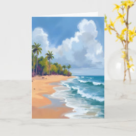 Tarjeta Pintura en Acuarela de la Costa del Océano de Hawá