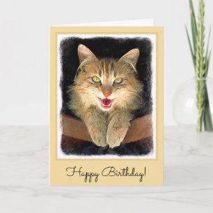 Tarjeta Pintura enojada del gato - arte original lindo del