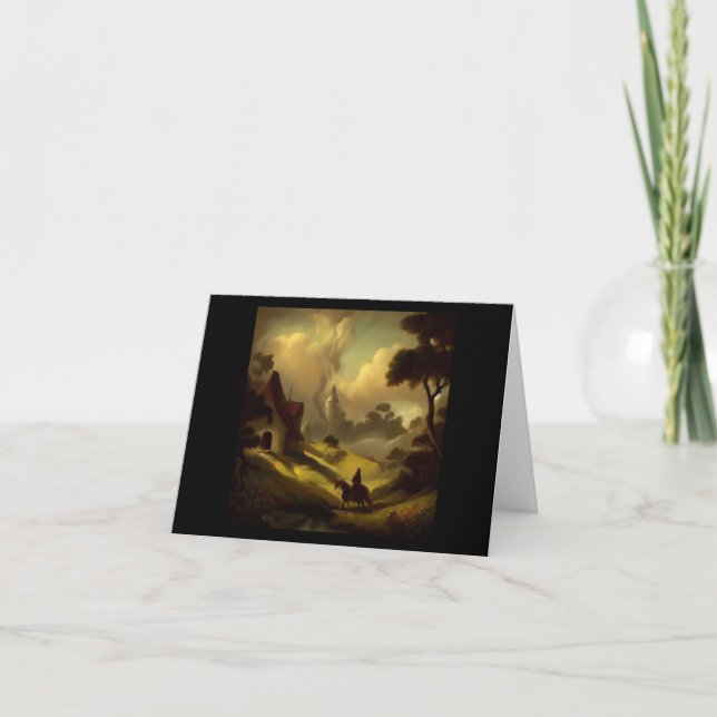 Tarjeta Pintura fantástica 2 - Paisaje medieval (Anverso)