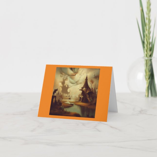 Tarjeta Pintura fantástica 3 - Paisaje medieval (Anverso)