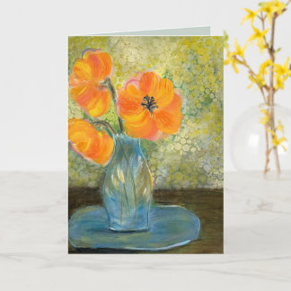 Tarjeta Pintura floral de arte contemporáneo original
