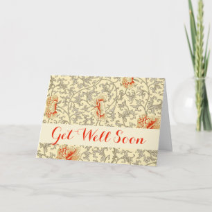 Tarjeta Pintura gris rosado de época floral botánica