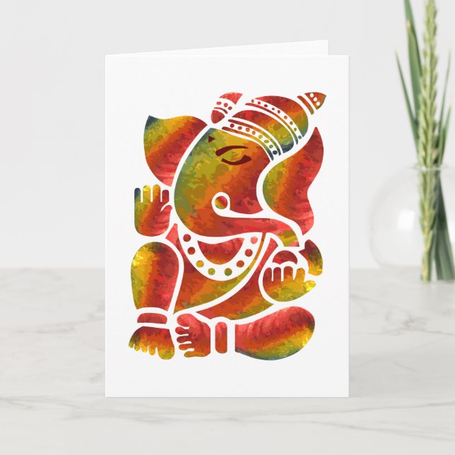 Tarjeta Pintura multicolora de Ganesha (Anverso)